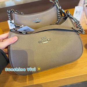 NWT Coach Teri Shoulder Bag CV934 Pebbled Leather/Qb/Dark Stone